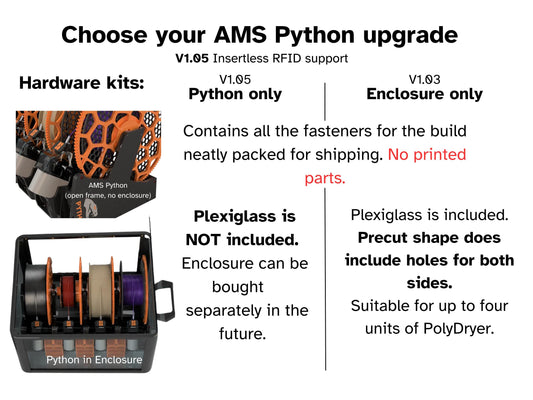 AMS Python hardware and printed kits - use most spools with your AMS! Version 1.05